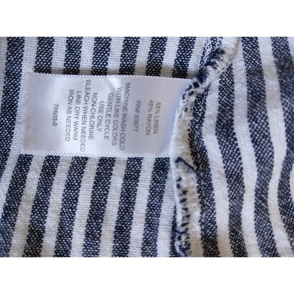 Liz ClaiborneLinen Blend White Navy Striped Sleeveless V-Neck  Shirt Size Small - Picture 12 of 12